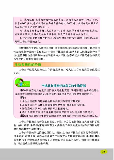 第一节 生物多样性(第55页)