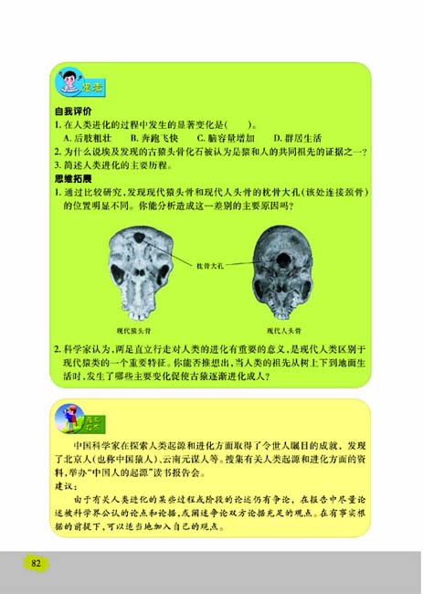第四节 人类的起源和进化(第82页)