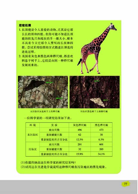 第三节 生物进化的学说(第77页)