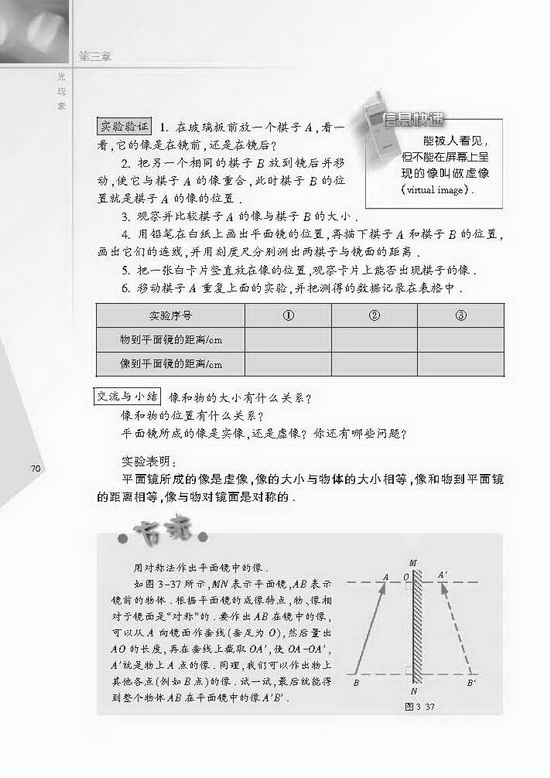 四、平面镜(第70页)