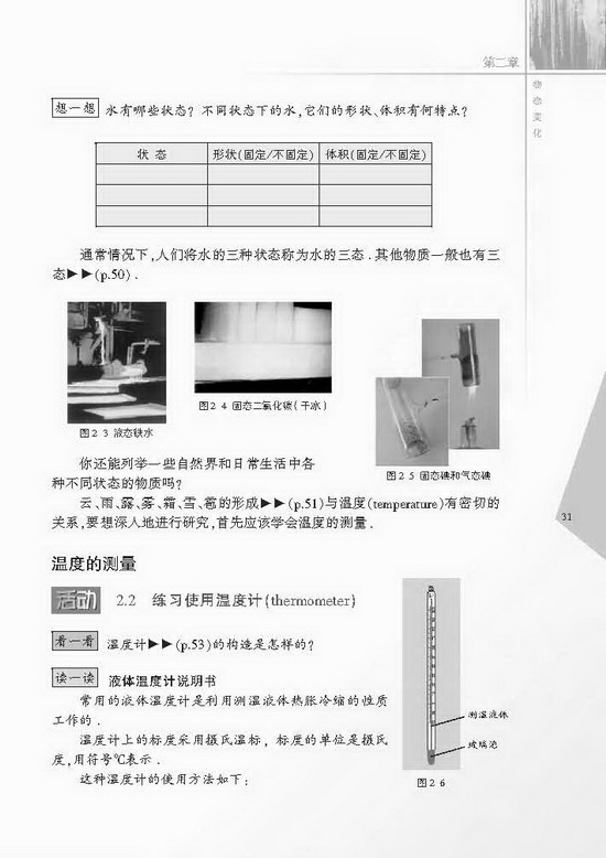 一、物质的三态 温度的测量(第31页)
