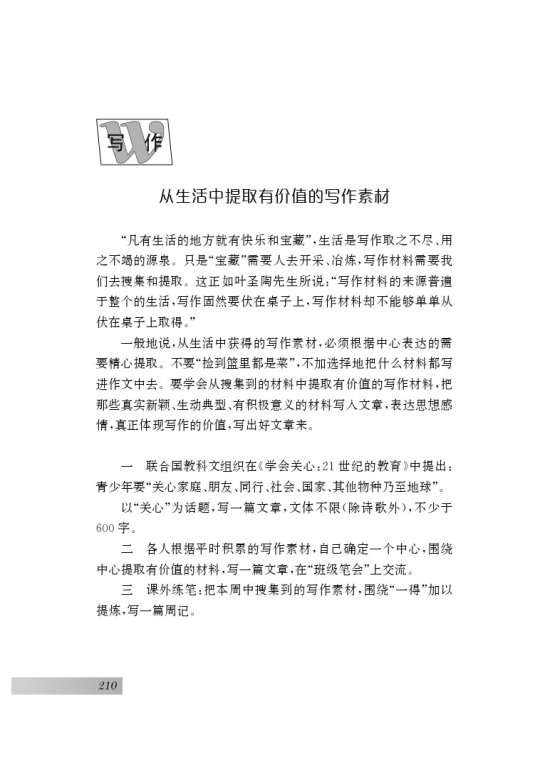 写作 从生活中提取有价值的写作素材(第210页)