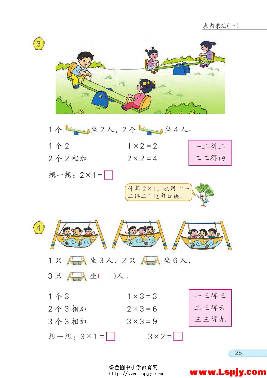 三 表内乘法（一）(第25页)