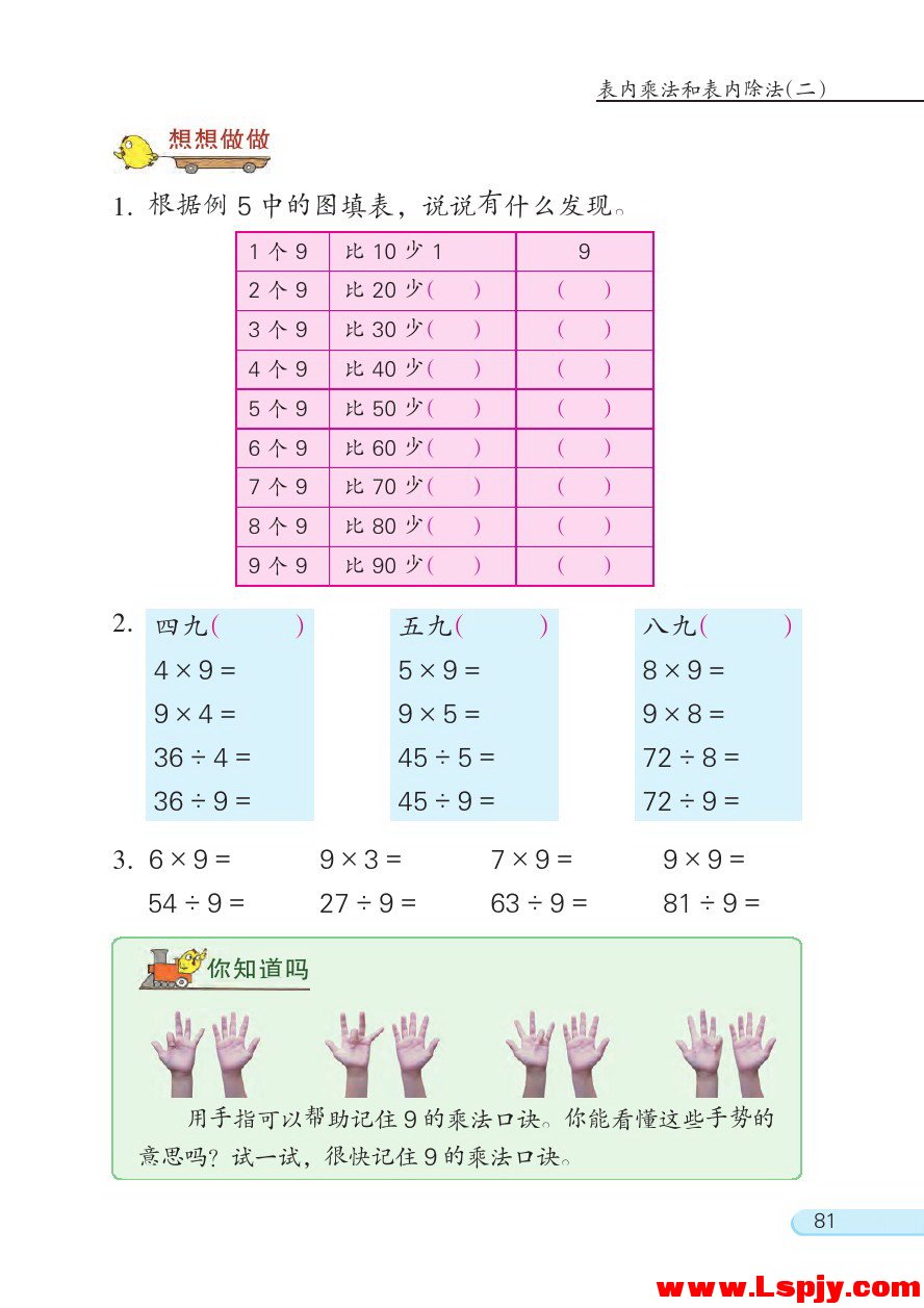 六 表内乘法和表内除法（二）(第81页)
