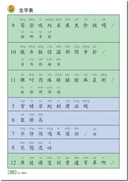 生字表(第146页)