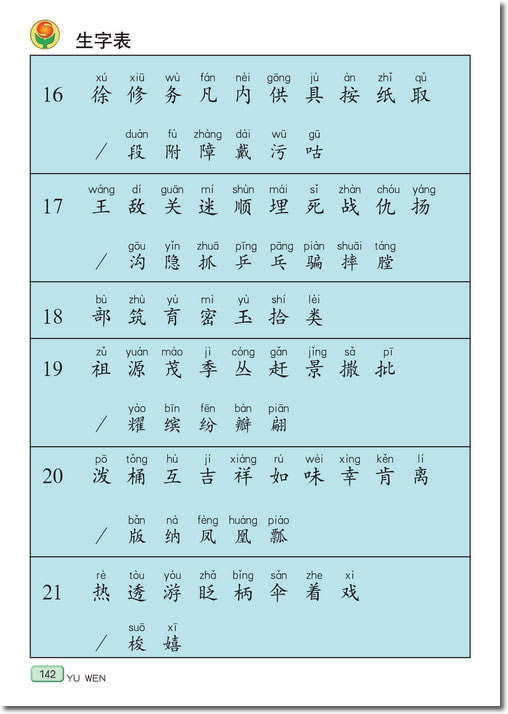 生字表(第142页)