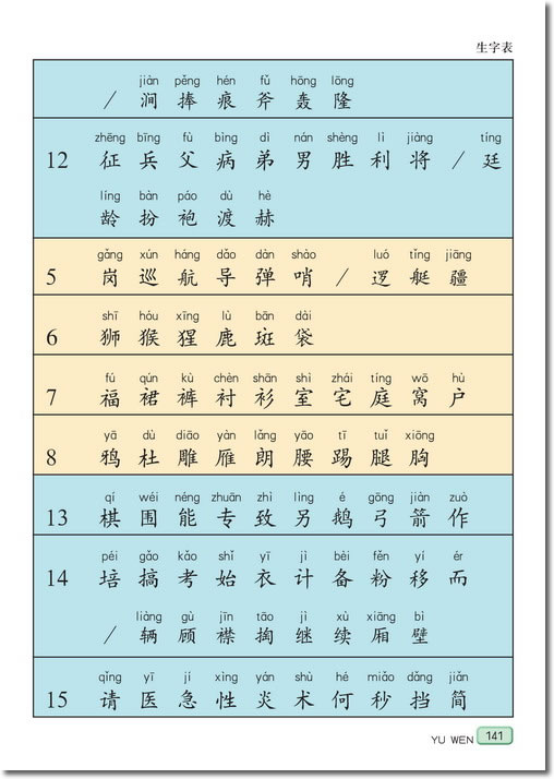 生字表(第141页)