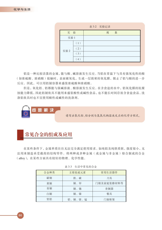 第一单元 应用广泛的金属材料(第86页)