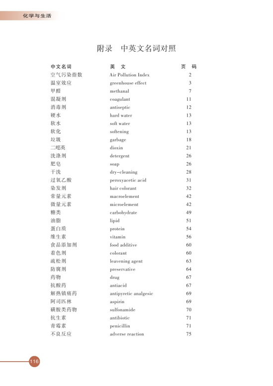 附 录 中英文名词对照(第116页)