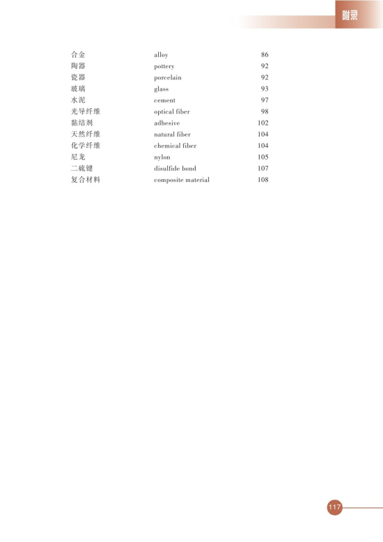 附 录 中英文名词对照(第117页)