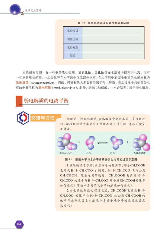 第一单元 弱电解质的电离平衡(第66页)