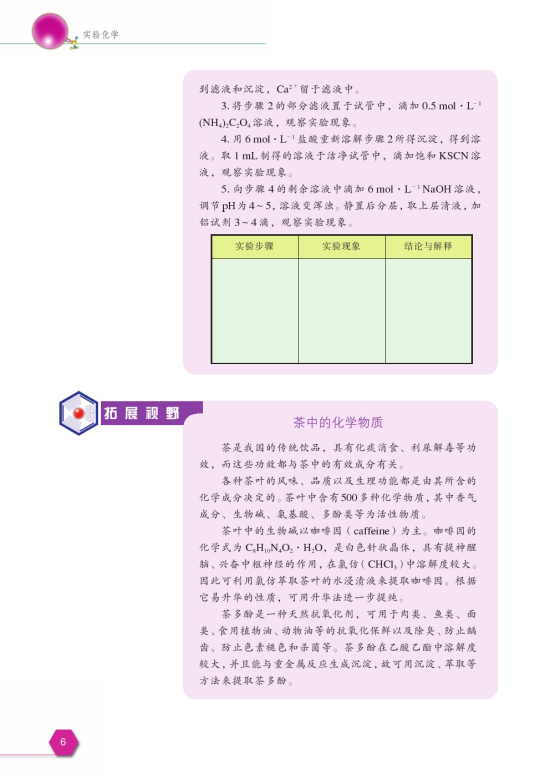 拓展课题1-1 茶叶中某些元素的鉴定(第6页)