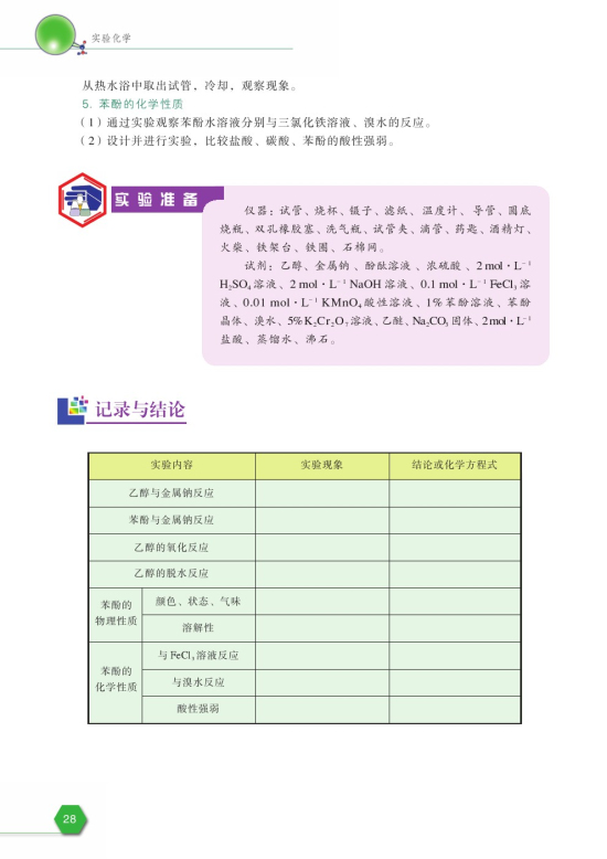 课题2 乙醇和苯酚的性质(第28页)