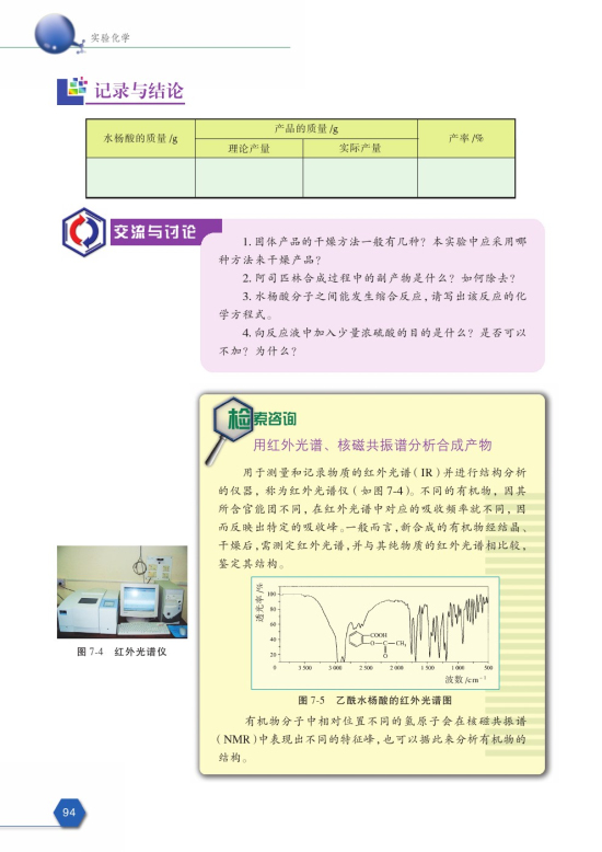 课题2 阿司匹林的合成(第94页)