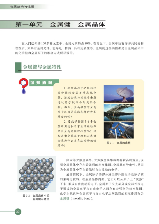 第一单元 金属键 金属晶体(第32页)