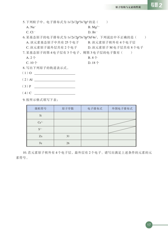 第一单元 原子核外电子的运动(第17页)