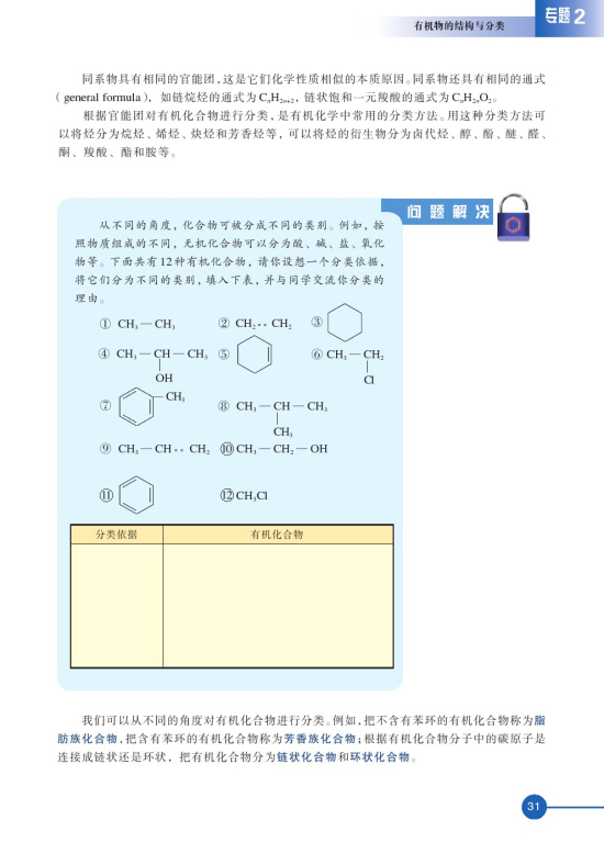 第二单元 有机化合物的分类和命名(第31页)
