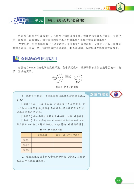 第二单元 钠、镁及其化合物(第49页)