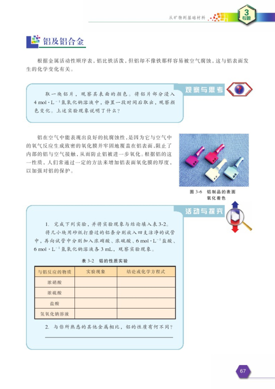 第一单元 从铝土矿到铝合金(第67页)