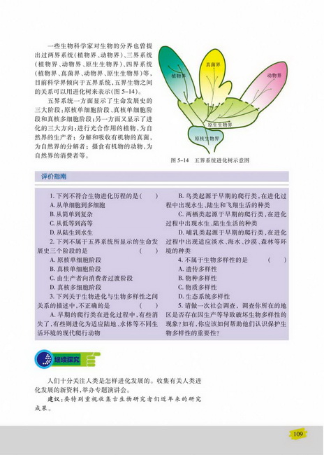 生物进化的基本历程生物进化与生物多样性的形成(第109页)