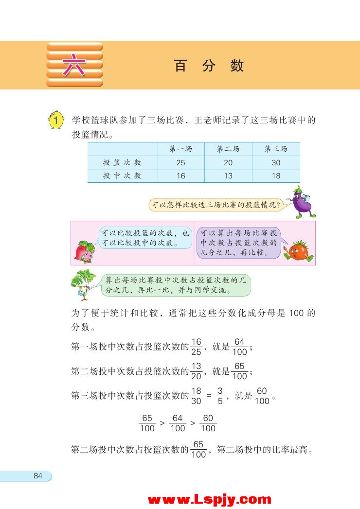 六 百分数(第84页)