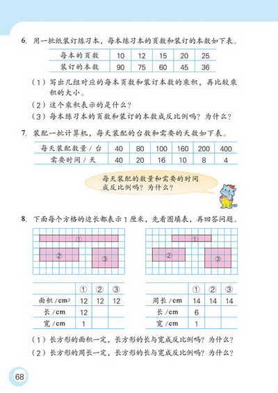 5 正比例和反比例(第68页)