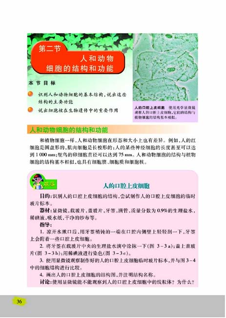 第二节 人和动物细胞的结构和功能(第36页)