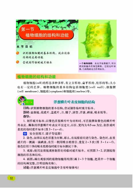 第一节 植物细胞的结构和功能(第32页)