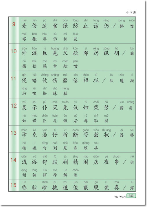 生字表(第143页)