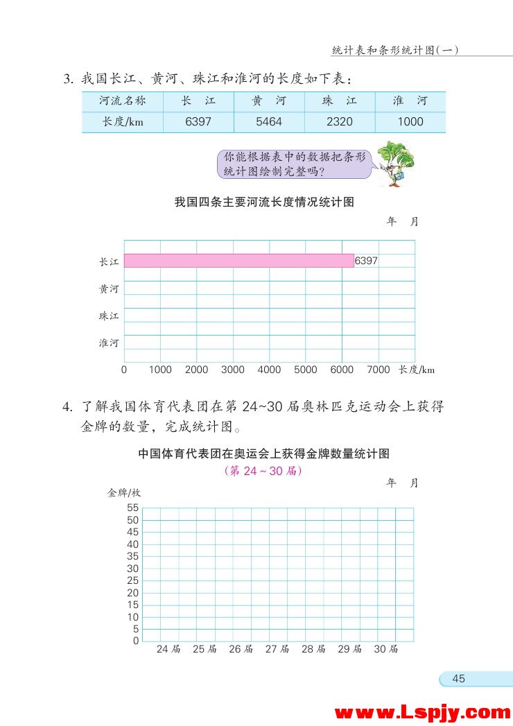 四 统计表和条形统计图（一）(第45页)