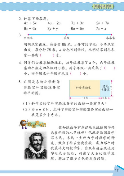 13 用字母表示数(第111页)