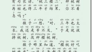 苏教版二年级语文下册电子课本22 猴子种果树(第126页)