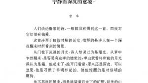 苏教版九年级语文上册电子课本-苏教版初三语文上册电子课本十五 诗人谈诗 宁静而深沉的意境(第160页)